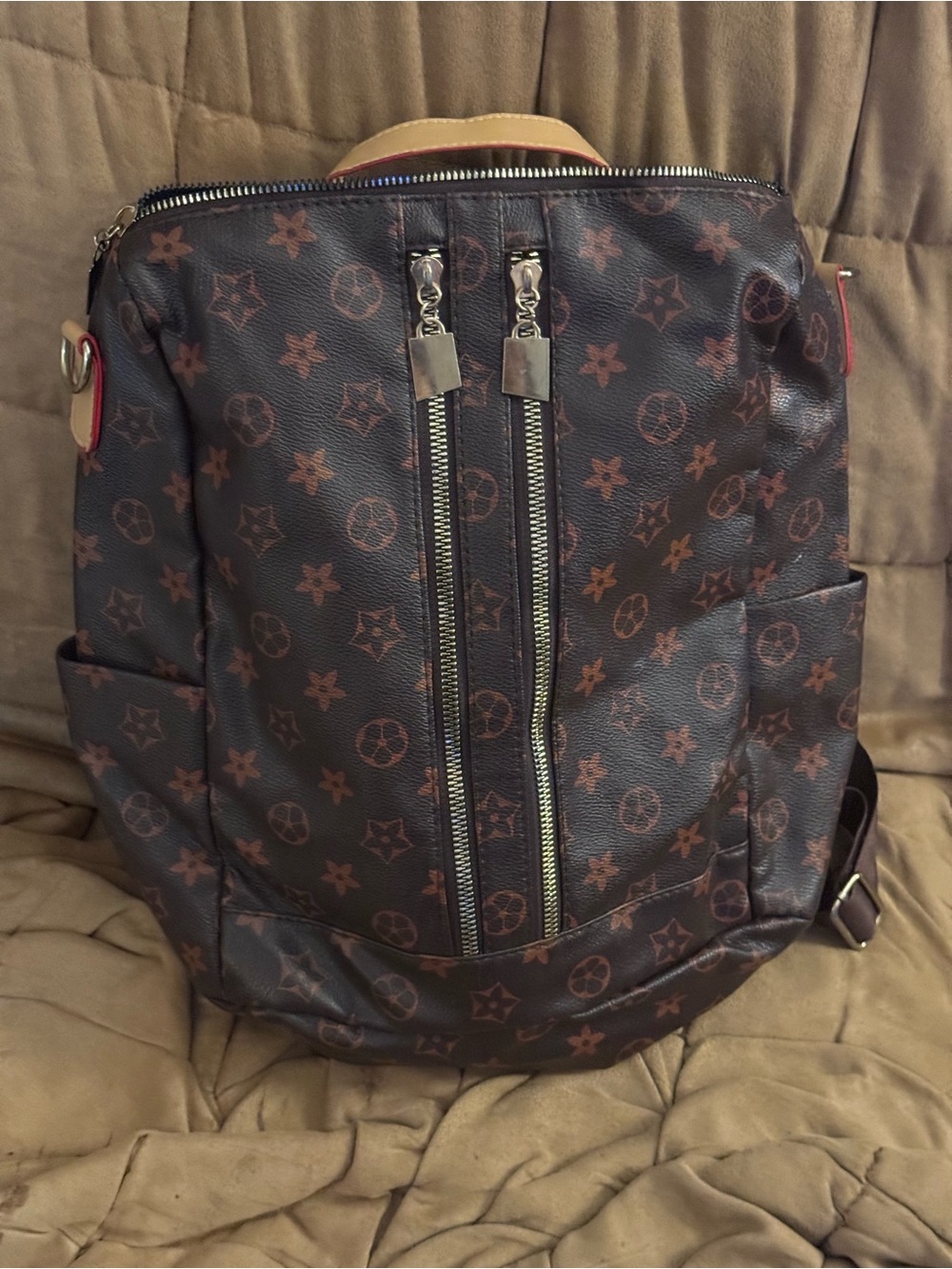 Designer-Style Brown Patterned Men’s Backpack